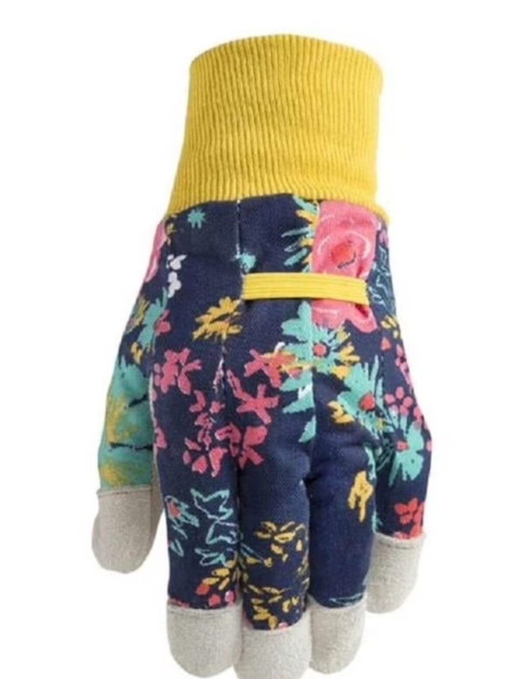 Floral Garden Gloves with Yellow Cuff